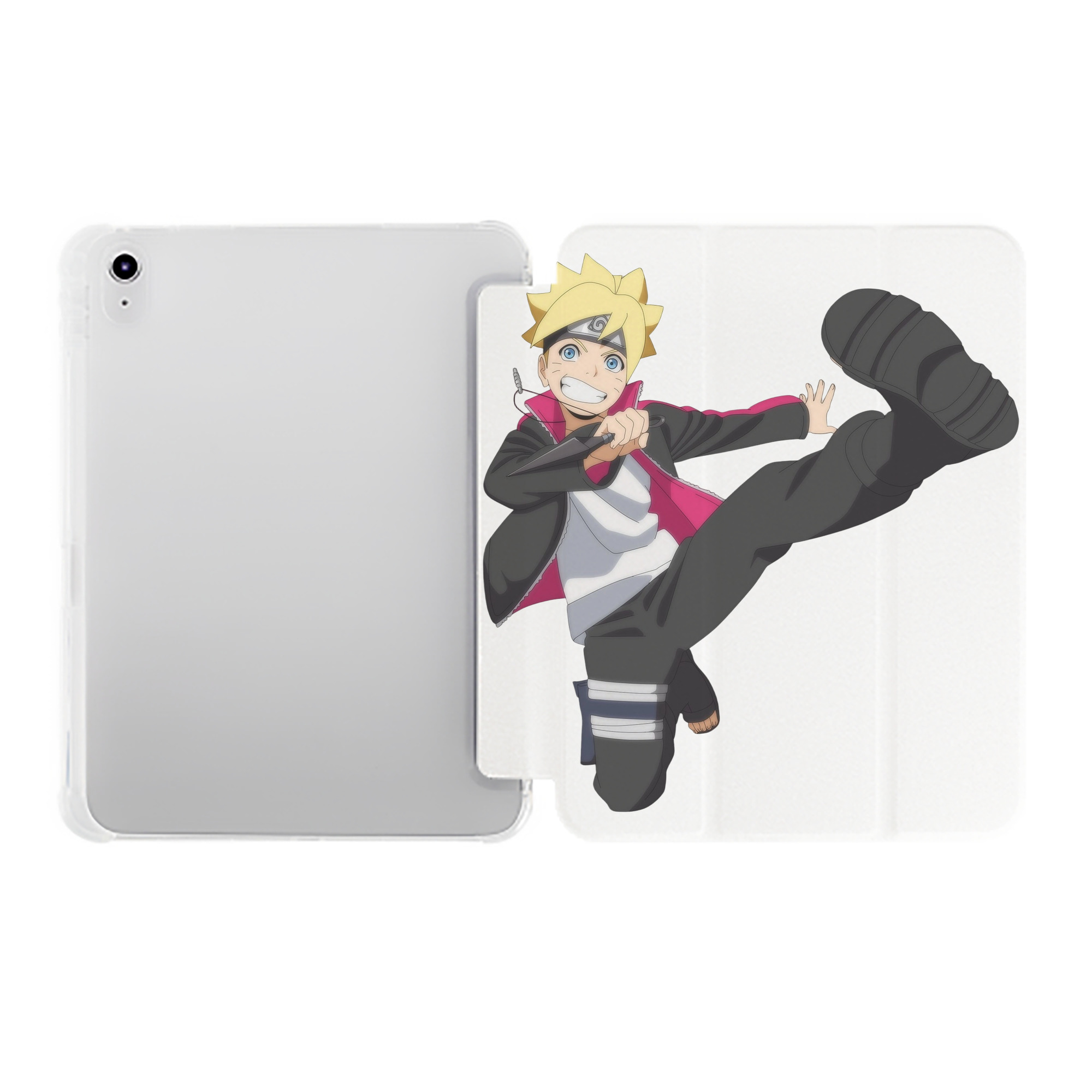 （画像用） NARUTO -ナルト- うずまき ボルト Uzumaki Boruto IPad ケース ペン収納付き 三つ折りスタンド PUレザー×シリコン 対応機種9.5/10.5/10.9インチ